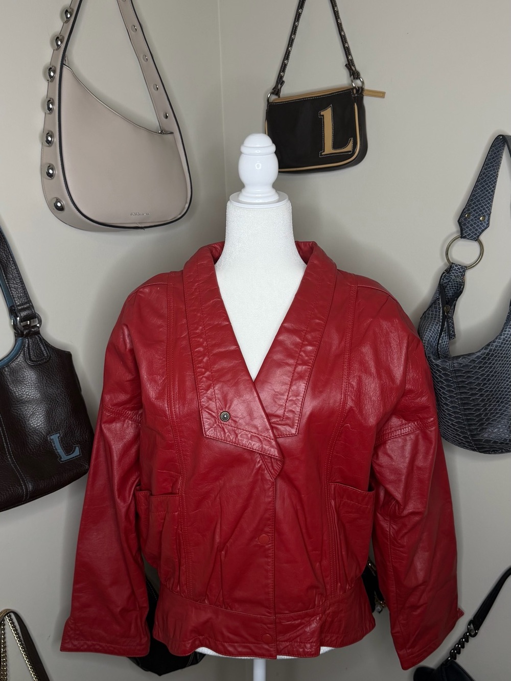 VTG Wilson Leather & Suede Red Leather Jacket - Size M